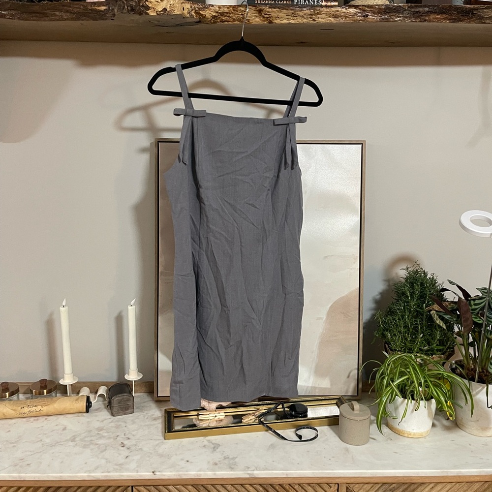 NWT Wild Fable Gray Mini Shift Dress Bow Spaghetti Straps